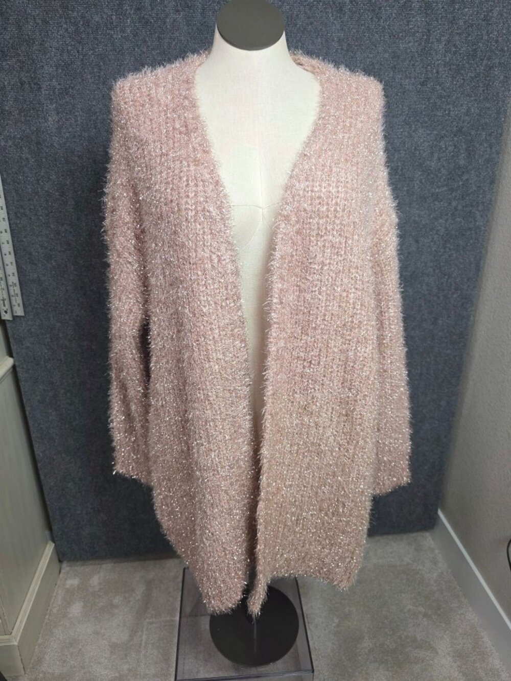 Lane Bryant Womens Plus Size 22/24 Rose Gold Metallic Open Front Cardigan Sweate